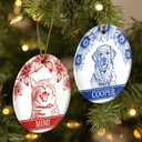 Gift For Yourself,Gift For Women,Gift For Men,Gift For Daughter,Gift For Kids,Gift For Son,Gift For Sibling,Gift For Sisters,Gift For Brothers,Family,Gift For Bestie,Christmas,Dog Lovers,Pet Lovers,Cat Lovers,Love - Custom Photo Pencil Drawing Birth Flower Family Portrait - Personalized Circle Ceramic Ornament