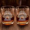 Custom Photo, Pet Lovers, Pet Dad, Dog Lovers, Happy - Custom Photo Pencil Drawing Dog Cat Portrait - Personalized Engraved Whiskey Glass