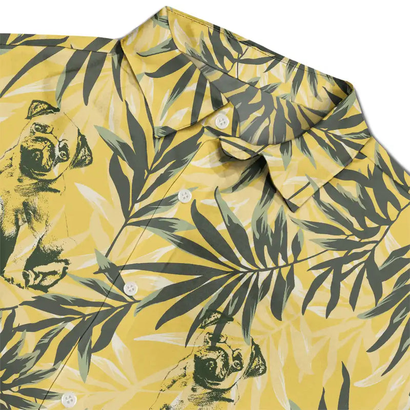 Pet Lovers,Family,Summer - Custom Photo Pencil Drawing Palm Leaf Vacation Vibe - Personalized Hawaiian Shirt