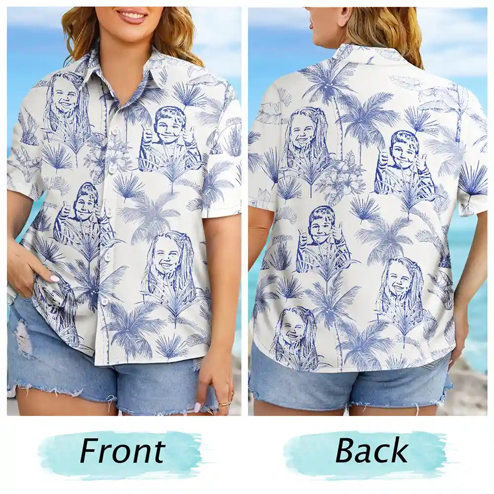 Gift For Couples, Gift For Husband, Gift For Wife, Gift For Boyfriend, Gift For Girlfriend, Gift For Yourself, Gift For Women, Gift For Men, Gift For Mother, Gift For Grandpa, Gift For Father, Gift For Grandma, Pet Lovers, Pet Mom, Pet Dad, Dog Lovers, Dog Mom, Dog Dad, Cat Lovers, Cat Mom, Cat Dad, Happy - Custom Photo Pencil Drawing Toile De Jouy Pattern Family Pet - Personalized Hawaiian Shirt