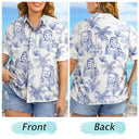 Gift For Couples, Gift For Husband, Gift For Wife, Gift For Boyfriend, Gift For Girlfriend, Gift For Yourself, Gift For Women, Gift For Men, Gift For Mother, Gift For Grandpa, Gift For Father, Gift For Grandma, Pet Lovers, Pet Mom, Pet Dad, Dog Lovers, Dog Mom, Dog Dad, Cat Lovers, Cat Mom, Cat Dad, Happy - Custom Photo Pencil Drawing Toile De Jouy Pattern Family Pet - Personalized Hawaiian Shirt