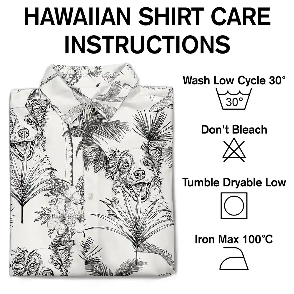 Gift For Couples, Gift For Husband, Gift For Wife, Gift For Boyfriend, Gift For Girlfriend, Gift For Yourself, Gift For Women, Gift For Men, Gift For Mother, Gift For Grandpa, Gift For Father, Gift For Grandma, Pet Lovers, Pet Mom, Pet Dad, Dog Lovers, Dog Mom, Dog Dad, Cat Lovers, Cat Mom, Cat Dad, Happy - Custom Photo Pencil Drawing Toile De Jouy Pattern Family Pet - Personalized Hawaiian Shirt