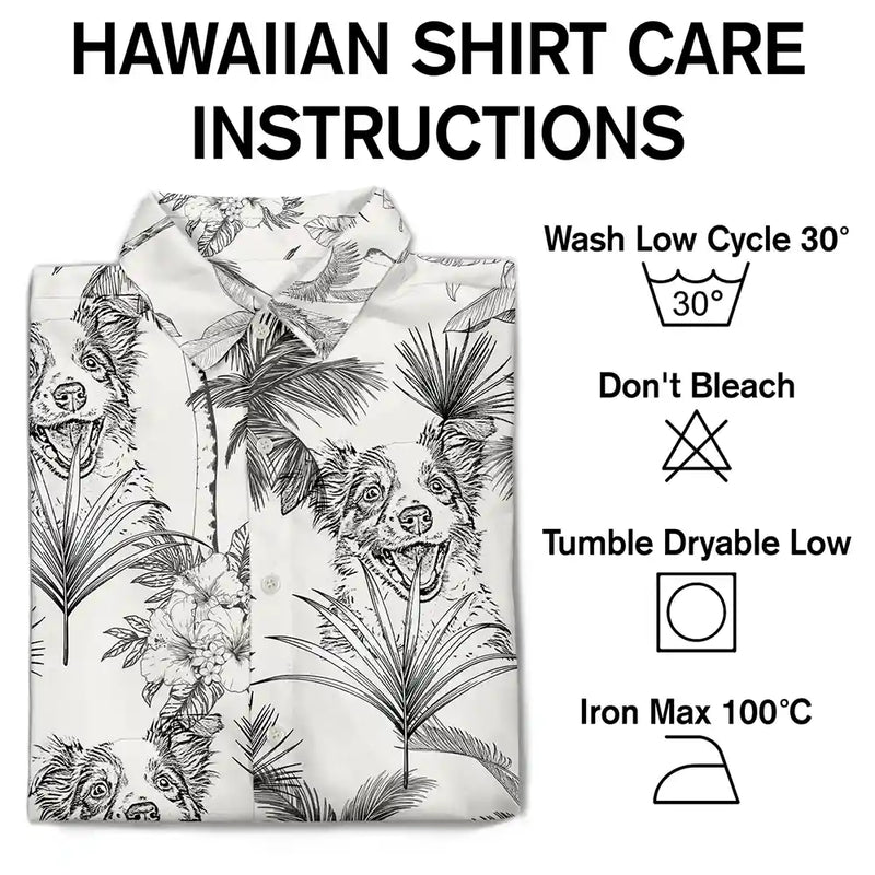 Gift For Couples, Gift For Husband, Gift For Wife, Gift For Boyfriend, Gift For Girlfriend, Gift For Yourself, Gift For Women, Gift For Men, Gift For Mother, Gift For Grandpa, Gift For Father, Gift For Grandma, Pet Lovers, Pet Mom, Pet Dad, Dog Lovers, Dog Mom, Dog Dad, Cat Lovers, Cat Mom, Cat Dad, Happy - Custom Photo Pencil Drawing Toile De Jouy Pattern Family Pet - Personalized Hawaiian Shirt