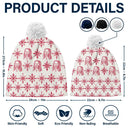 Gift For Yourself,Gift For Women,Gift For Men,Pet Lovers,Pet Mom,Pet Dad,Dog Lovers,Dog Mom,Dog Dad,Cat Mom,Cat Lovers,Cat Dad,Love,Christmas - Custom Photo Pencil Drawing Toile De Jouy Snowflakes - Personalized Bobble Beanie Hat