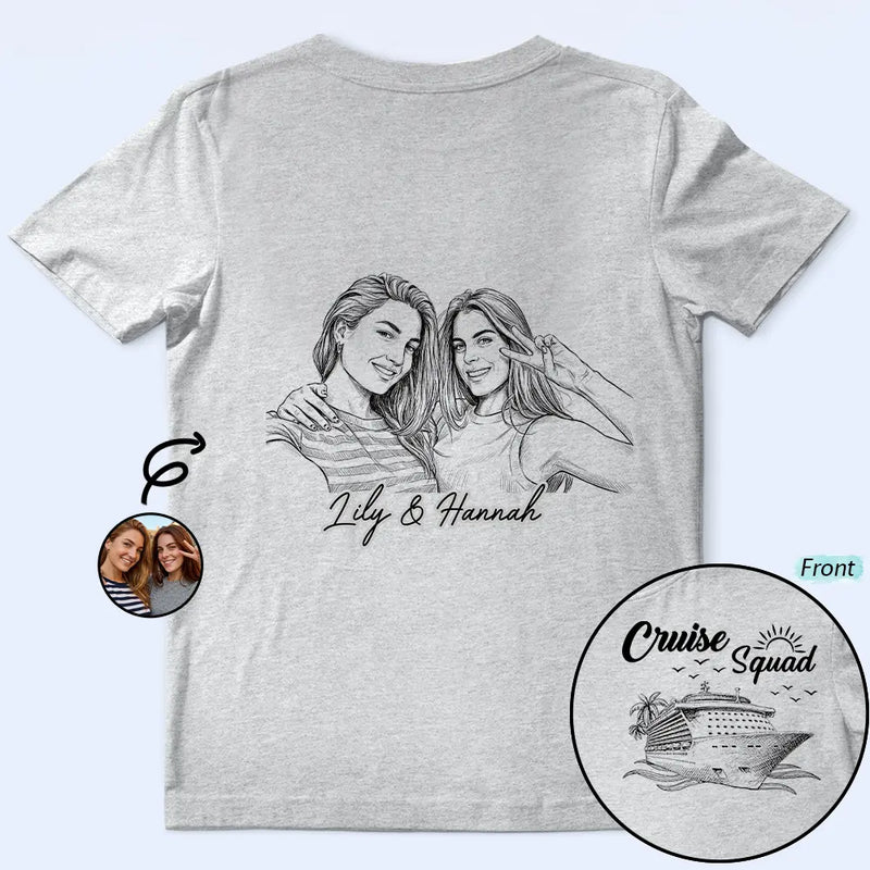 Art Design, Gift For Bestie, Playful, Cruising, Custom Photo, Summer, Photo - Pencil Sketch - Remove BG - Custom Photo Pencil Sketch - Personalized T Shirt