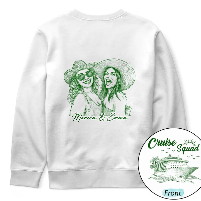 Art Design, Gift For Bestie, Playful, Cruising, Custom Photo, Summer, Photo - Pencil Sketch - Remove BG - Custom Photo Pencil Sketch - Personalized T Shirt
