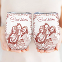 Gift For Bestie,Old Best friends,Gift For Sisters,Custom Photo,Happy - Custom Photo Pencil Sketch A True Friendship Is A Journey Without An End - Personalized Wine Tumbler