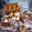 Custom Photo Pencil Sketch Art Best Dad Grandpa Ever - Personalized Leather Watch Case