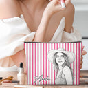Custom Photo, Art Design, Pet Lovers, Adorable, Photo - Pencil Sketch - White BG - Custom Photo Pencil Sketch Art Besties Dog Cat - Personalized Cosmetic Bag