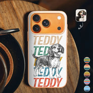 Custom Photo,Art Design,Pet Lovers,Adorable,Photo - Pencil Sketch - White BG - Custom Photo Pencil Sketch Art Dog Cat With Colorful Texts - Personalized Clear Phone Case