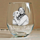 Family,Gift For Bestie,Dog Lovers,Cat Lovers,Happy,Custom Photo,Gift For Mother,Gift For Father - Custom Photo Pencil Sketch Art Family Besties Dog Cat Portrait - Personalized Stemless Wine Glass