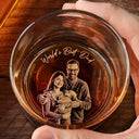 Gift For Father,Family,New Dad,Non-Eng,Photo - Pencil Sketch (White BG),Sentimental - Custom Photo Pencil Sketch Art Our First Father's Day Together Portrait - Personalized Engraved Whiskey Glass