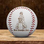 Custom Photo,Baseball,Gift For Father,Sport Dad,Happy,Photo - Pencil Sketch,Playful - Custom Photo Pencil Sketch Baseball Dad - Personalized Baseball, Softball