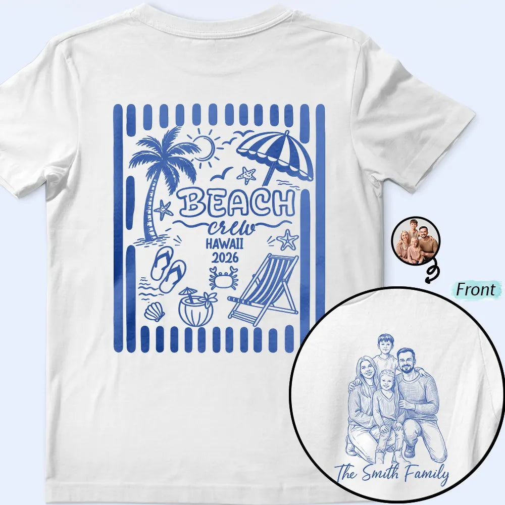 Custom Photo, Beach, Art Design, Summer, Family, Playful, Photo - Pencil Sketch - Remove BG - Custom Photo Pencil Sketch Beach Crew Besties Trip - Personalized T Shirt