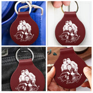 Gift For Father,Gift For Grandpa,Dog Dad,Cat Dad,Pet Dad,Family,Non-Eng,Photo - Pencil Sketch,Confident - Custom Photo Pencil Sketch Best Dad Ever - Personalized Custom Shaped Leather Keychain