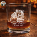 Gift For Father,Gift For Grandpa,Happy - Custom Photo Pencil Sketch Best Dad Ever - Personalized Whiskey Glass