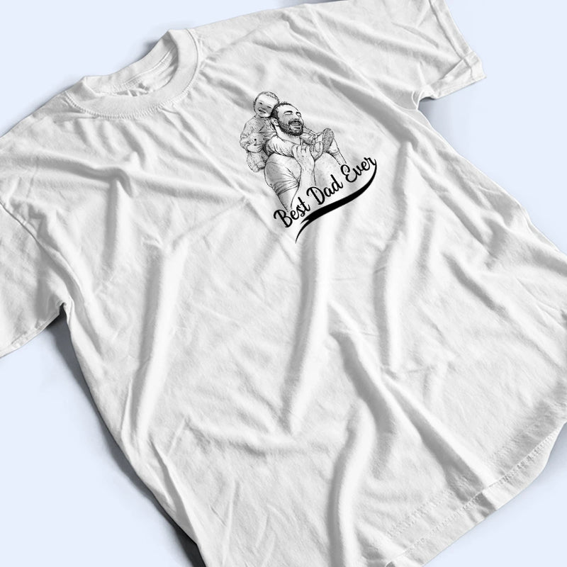 Gift For Mother,Gift For Father,Love,Baseball - Custom Photo Pencil Sketch Best Dad Mom Ever Baseball - Personalized T Shirt