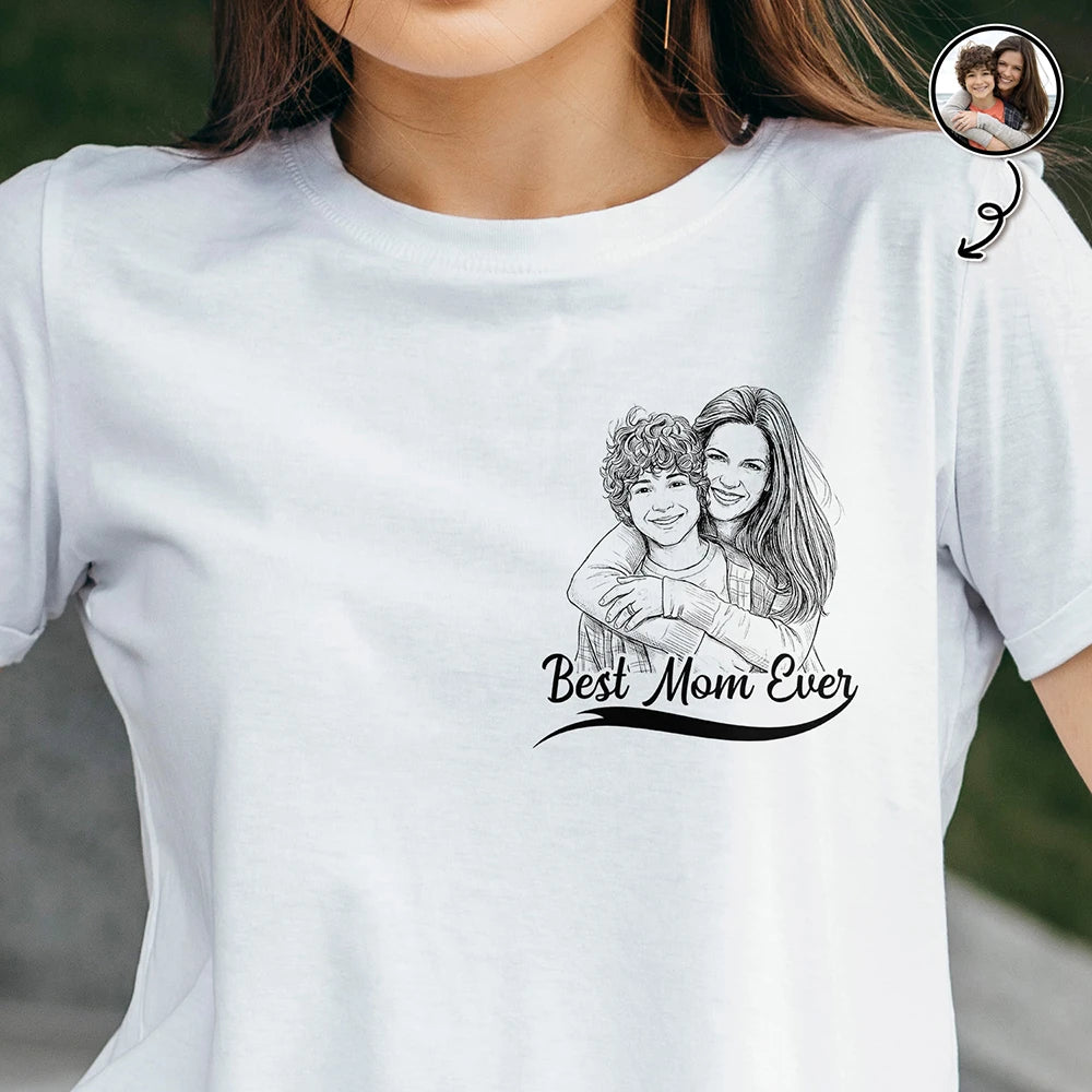Gift For Mother,Gift For Father,Love,Baseball - Custom Photo Pencil Sketch Best Dad Mom Ever Baseball - Personalized T Shirt