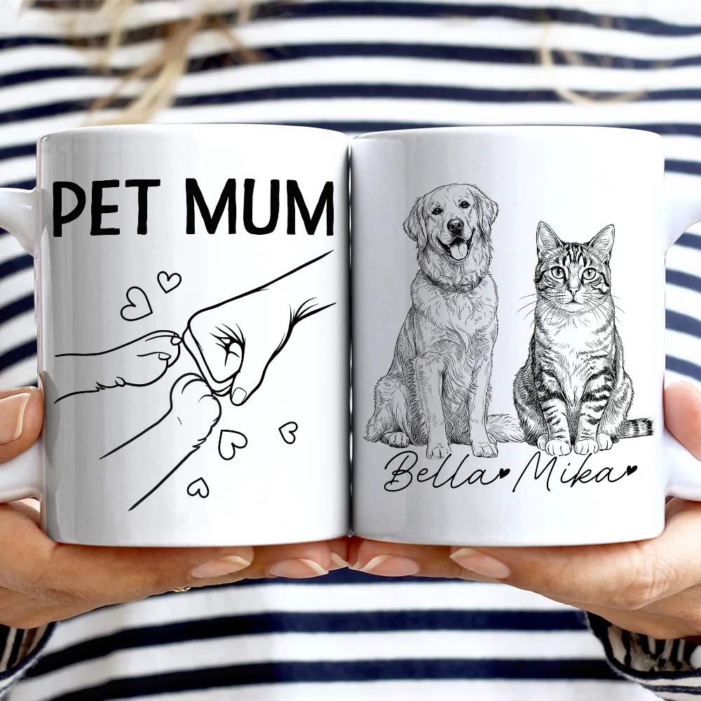 Custom Photo,Art Design,Pet Dad,Pet Lovers,Gift For Father,Adorable,Photo - Pencil Sketch - Remove BG - Custom Photo Pencil Sketch Best Dad Papa Ever - Personalized Mug
