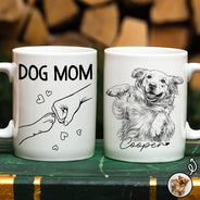 Custom Photo,Art Design,Pet Dad,Pet Lovers,Gift For Father,Adorable,Photo - Pencil Sketch - Remove BG - Custom Photo Pencil Sketch Best Dad Papa Ever - Personalized Mug