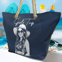 Custom Photo, Beach, Art Design, Summer, Pet Lovers, Playful, Photo - Pencil Sketch - Remove BG - Custom Photo Pencil Sketch Besties Family Pet Funny Portrait - Personalized Beach Bag