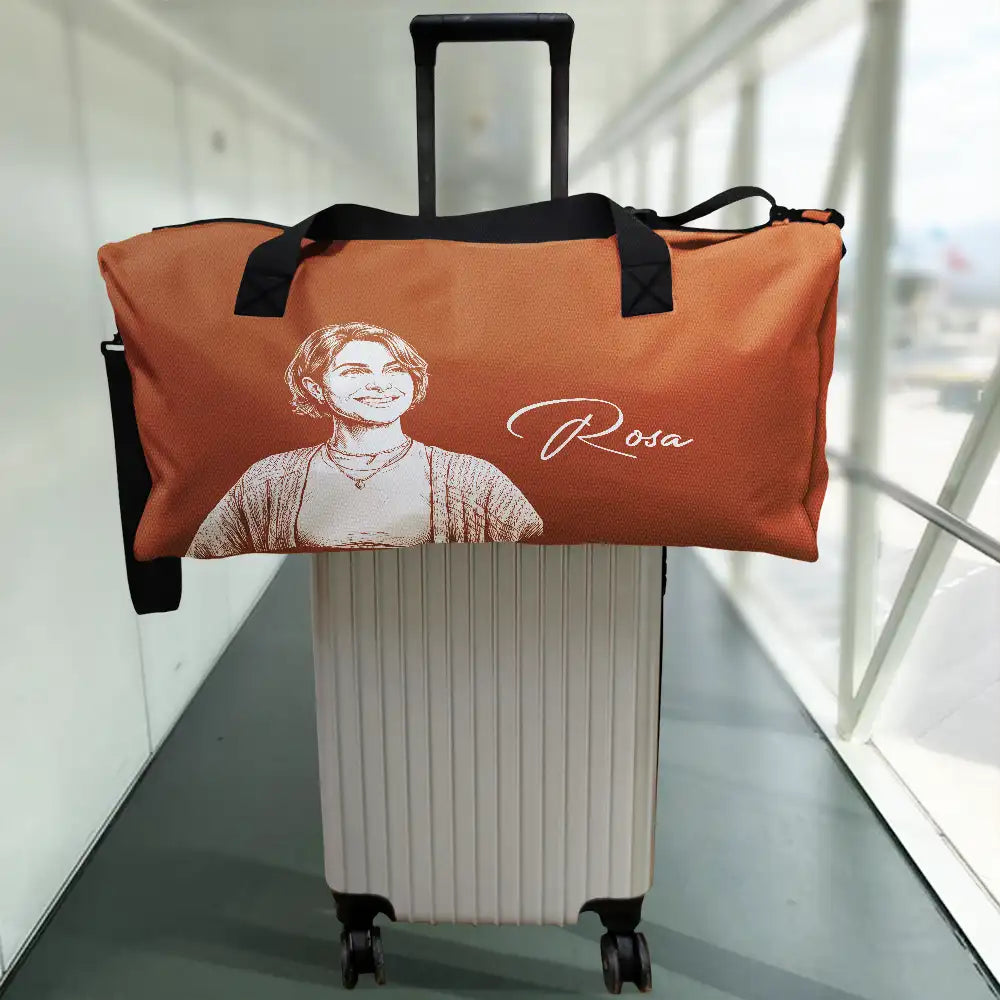 Custom Photo, Beach, Art Design, Summer, Pet Lovers, Playful, Photo - Pencil Sketch - Remove BG - Custom Photo Pencil Sketch Besties Family Pet Funny Portrait - Personalized Duffle Bag