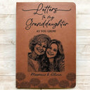 Gift For Yourself,Gift For Women,Gift For Mother,Gift For Father,Gift For Grandma,Gift For Grandpa,Parents,Gift For Grandparents,Love - Custom Photo Pencil Sketch Birth Month Flowers Letters To My Daughter And Son - Personalizd Leather Journal
