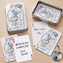 Art Design,Romantic,Gift For Couples,Wedding,Photo - Pencil Sketch - Bold,Monogram - Custom Photo Pencil Sketch Bride Groom Monogram Guest Book - Personalized Playing Cards