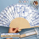 Art Design,Romantic,Gift For Couples,Wedding,Photo - Pencil Sketch - Bold,Custom Text - Custom Photo Pencil Sketch Bride Groom Wedding Toile - Personalized Hand Folding Fans
