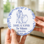 Art Design, Custom Photo, Married Couple, Romantic, Gift For Couples, Wedding, Photo - Pencil Sketch - Remove BG - Custom Photo Pencil Sketch Couples Wedding Engaged Bachelor Party - Personalized Ceramic Coaster