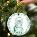 Art Design,Christmas,Pet Lovers,Photo - Pencil Sketch - Remove BG,Happy - Custom Photo Pencil Sketch Cute Dog Cat Portrait - Personalized Circle Ceramic Ornament