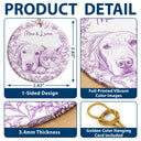 Art Design,Christmas,Pet Lovers,Photo - Pencil Sketch - Remove BG,Happy - Custom Photo Pencil Sketch Cute Dog Cat Portrait - Personalized Circle Ceramic Ornament
