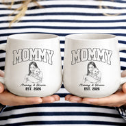 Custom Photo,New Baby,Art Design,Gift For Father,New Dad,Adorable,Photo - Pencil Sketch - Remove BG - Custom Photo Pencil Sketch Dad Mom New Parents Est - Personalized Tapered Mug