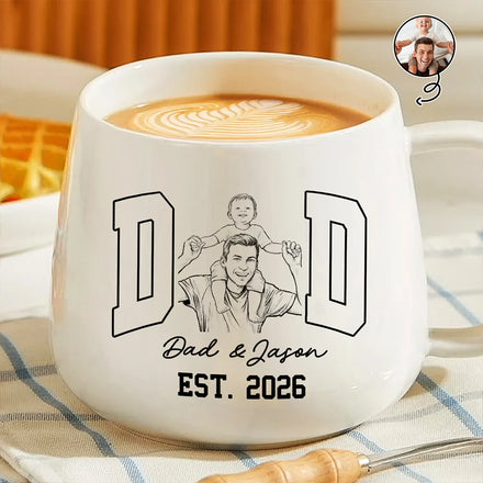 Custom Photo Pencil Sketch Dad Mom New Parents Est - Personalized Tapered Mug