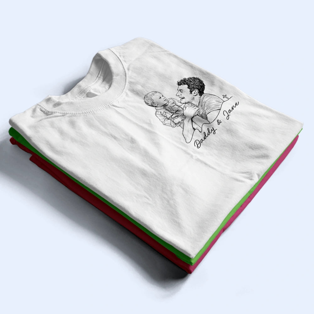 Gift For Father,Custom Photo,Art Design,Christian,Devoted,Photo - Pencil Sketch - Remove BG - Custom Photo Pencil Sketch Dad On A Mission - Personalized T Shirt