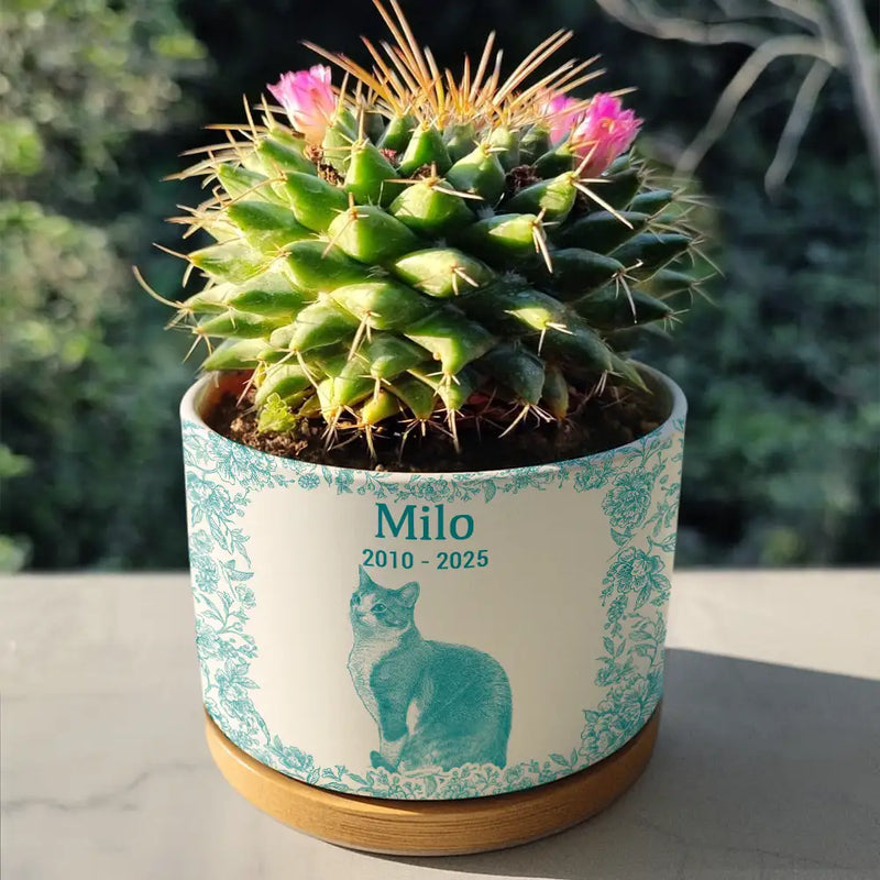 memorial plant pot Custom Photo Pencil Sketch Dog Cat Memorial