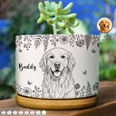 Art Design,Pet Memorial,Cozy,Pet Lovers,Memorial,Photo - Pencil Sketch - Remove BG - Custom Photo Pencil Sketch Dog Cat Pet Portrait Toile Flower Remembrance - Personalized Plant Pot