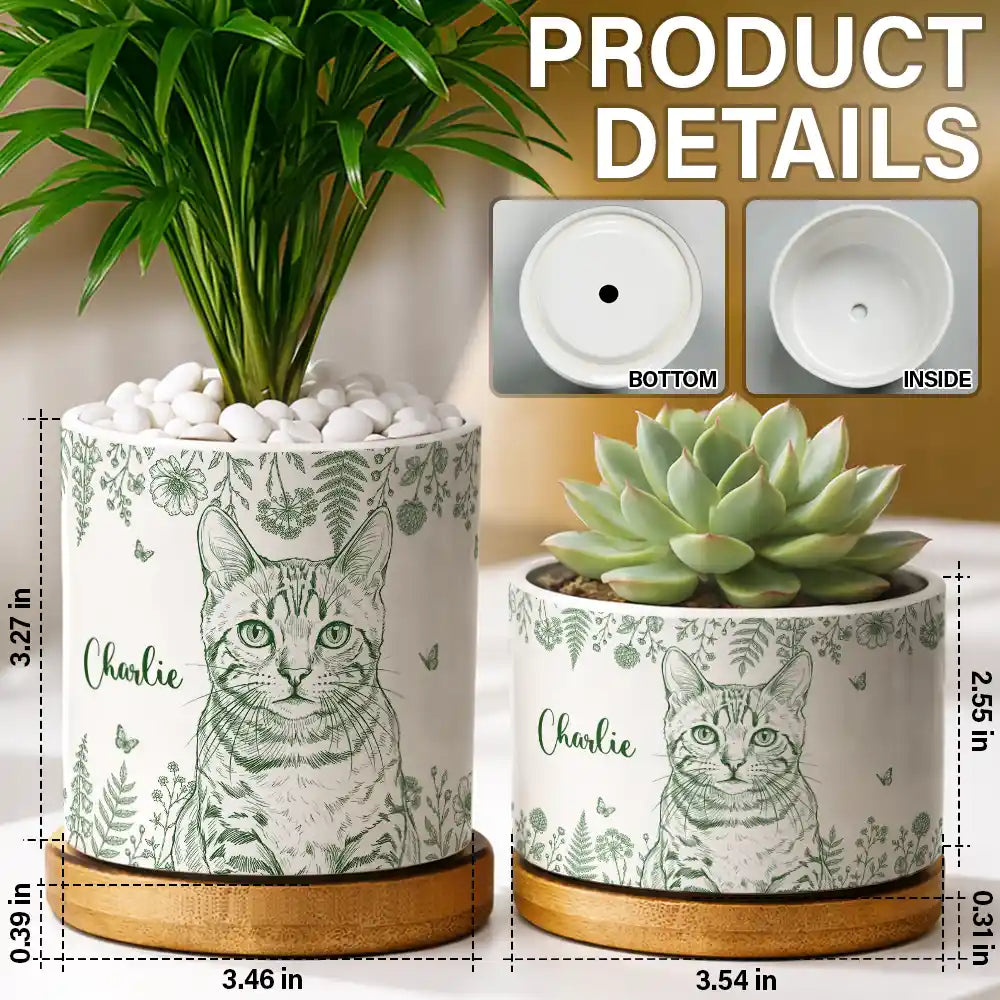 Art Design,Pet Memorial,Cozy,Pet Lovers,Memorial,Photo - Pencil Sketch - Remove BG - Custom Photo Pencil Sketch Dog Cat Pet Portrait Toile Flower Remembrance - Personalized Plant Pot