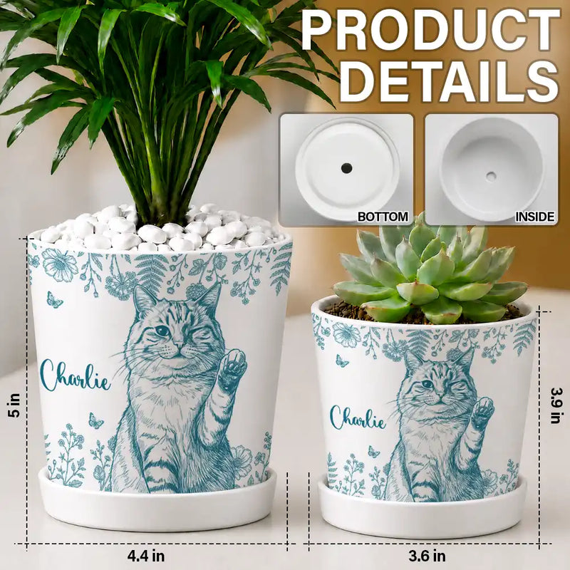 Art Design,Pet Memorial,Cozy,Pet Lovers,Memorial,Photo - Pencil Sketch - Remove BG - Custom Photo Pencil Sketch Dog Cat Pet Portrait Toile Flower Remembrance - Personalized Plant Pot