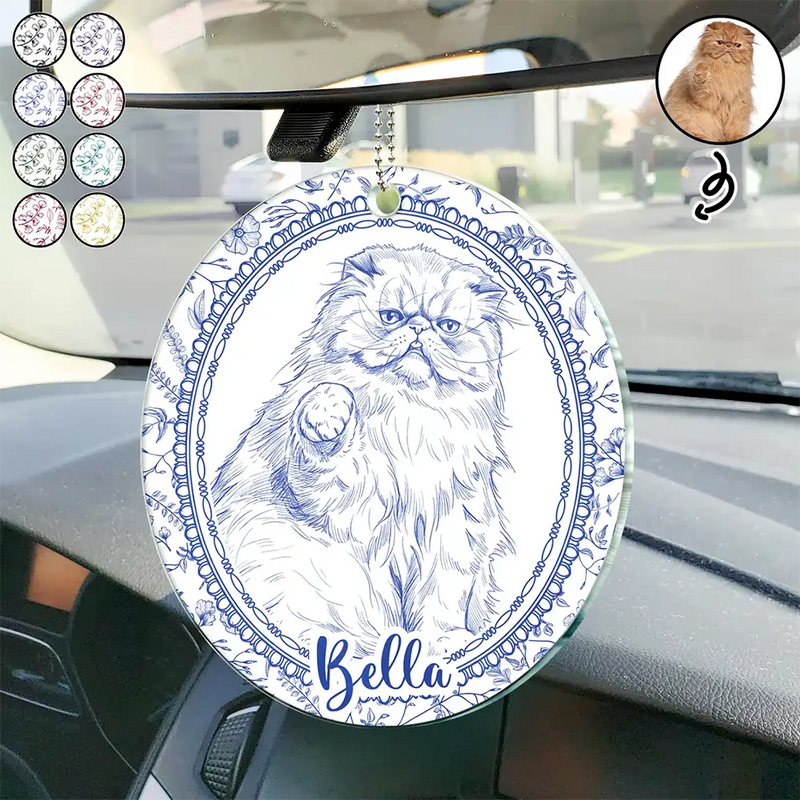 Art Design,Healing,Pet Memorial,Pet Lovers,Memorial,Photo - Pencil Sketch - Remove BG - Custom Photo Pencil Sketch Dog Cat Pet Portrait Toile Remembrance - Personalized Acrylic Car Hanger