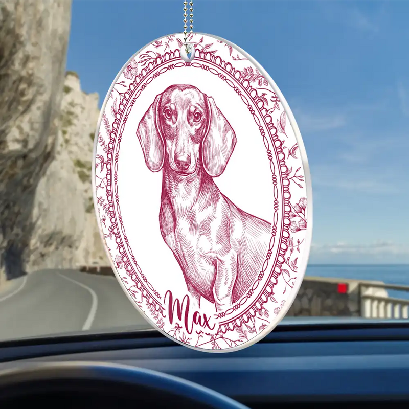 Art Design,Healing,Pet Memorial,Pet Lovers,Memorial,Photo - Pencil Sketch - Remove BG - Custom Photo Pencil Sketch Dog Cat Pet Portrait Toile Remembrance - Personalized Acrylic Car Hanger