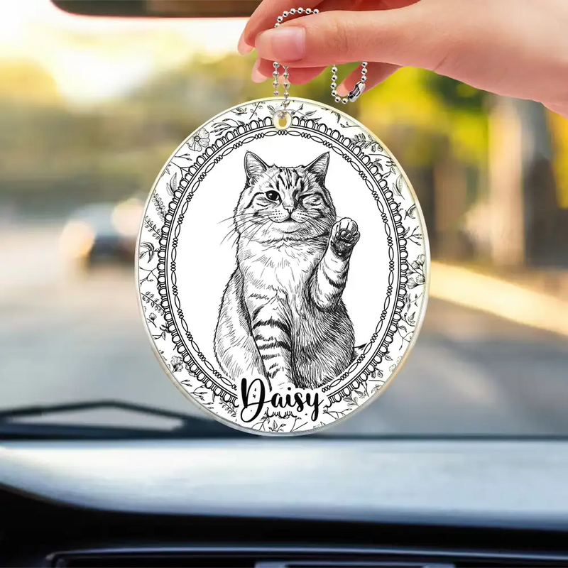 Art Design,Healing,Pet Memorial,Pet Lovers,Memorial,Photo - Pencil Sketch - Remove BG - Custom Photo Pencil Sketch Dog Cat Pet Portrait Toile Remembrance - Personalized Acrylic Car Hanger