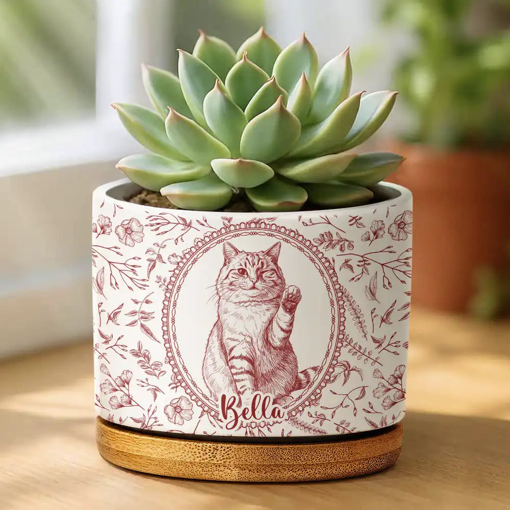 Art Design,Cozy,Pet Lovers,Photo - Pencil Sketch - Remove BG - Custom Photo Pencil Sketch Dog Cat Pet Portrait Toile Remembrance - Personalized Plant Pot