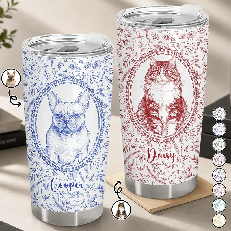 Art Design,Cozy,Pet Lovers,Photo - Pencil Sketch - Remove BG - Custom Photo Pencil Sketch Dog Cat Pet Portrait Toile Remembrance - Personalized Tumbler