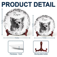 Pet Lovers,Pet Mom,Pet Dad,Dog Lovers,Dog Mom,Dog Dad,Cat Lovers,Cat Mom,Cat Dad,Love,Custom Photo - Custom Photo Pencil Sketch Dog Cat Portrait - Personalized Ceramic Plate