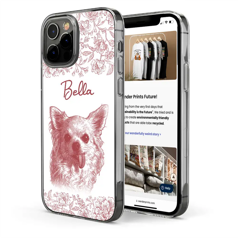 Pet Lovers,Pet Mom,Pet Dad,Dog Lovers,Dog Mom,Dog Dad,Cat Lovers,Cat Mom,Cat Dad,Love,Custom Photo - Custom Photo Pencil Sketch Dog Cat Portrait - Personalized Clear Phone Case