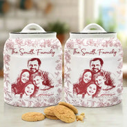 Family, Gift For Bestie, Dog Lovers, Cat Lovers, Happy, Custom Photo, Gift For Mother, Gift For Father - Custom Photo Pencil Sketch Dog Cat Portrait - Personalized Cookie Jar