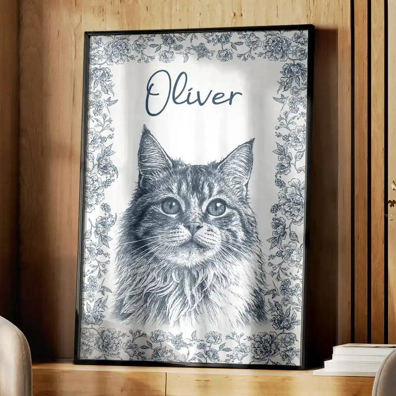 Pet Lovers,Pet Mom,Pet Dad,Dog Lovers,Dog Mom,Dog Dad,Cat Lovers,Cat Mom,Cat Dad,Love,Custom Photo - Custom Photo Pencil Sketch Dog Cat Portrait - Personalized Poster