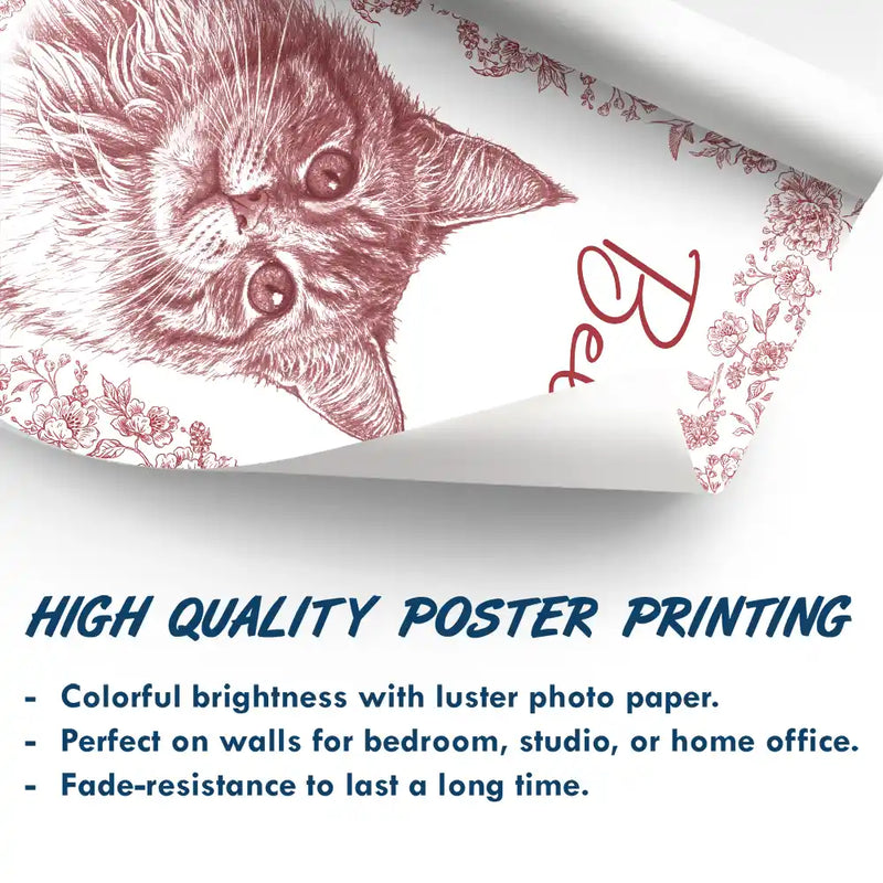 Pet Lovers,Pet Mom,Pet Dad,Dog Lovers,Dog Mom,Dog Dad,Cat Lovers,Cat Mom,Cat Dad,Love,Custom Photo - Custom Photo Pencil Sketch Dog Cat Portrait - Personalized Poster