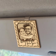 Custom Photo,Gift For Father,Gift For Mother,Family,Happy - Custom Photo Pencil Sketch Drive Safe I Love You - Personalized Custom Shaped Car Visor Clip
